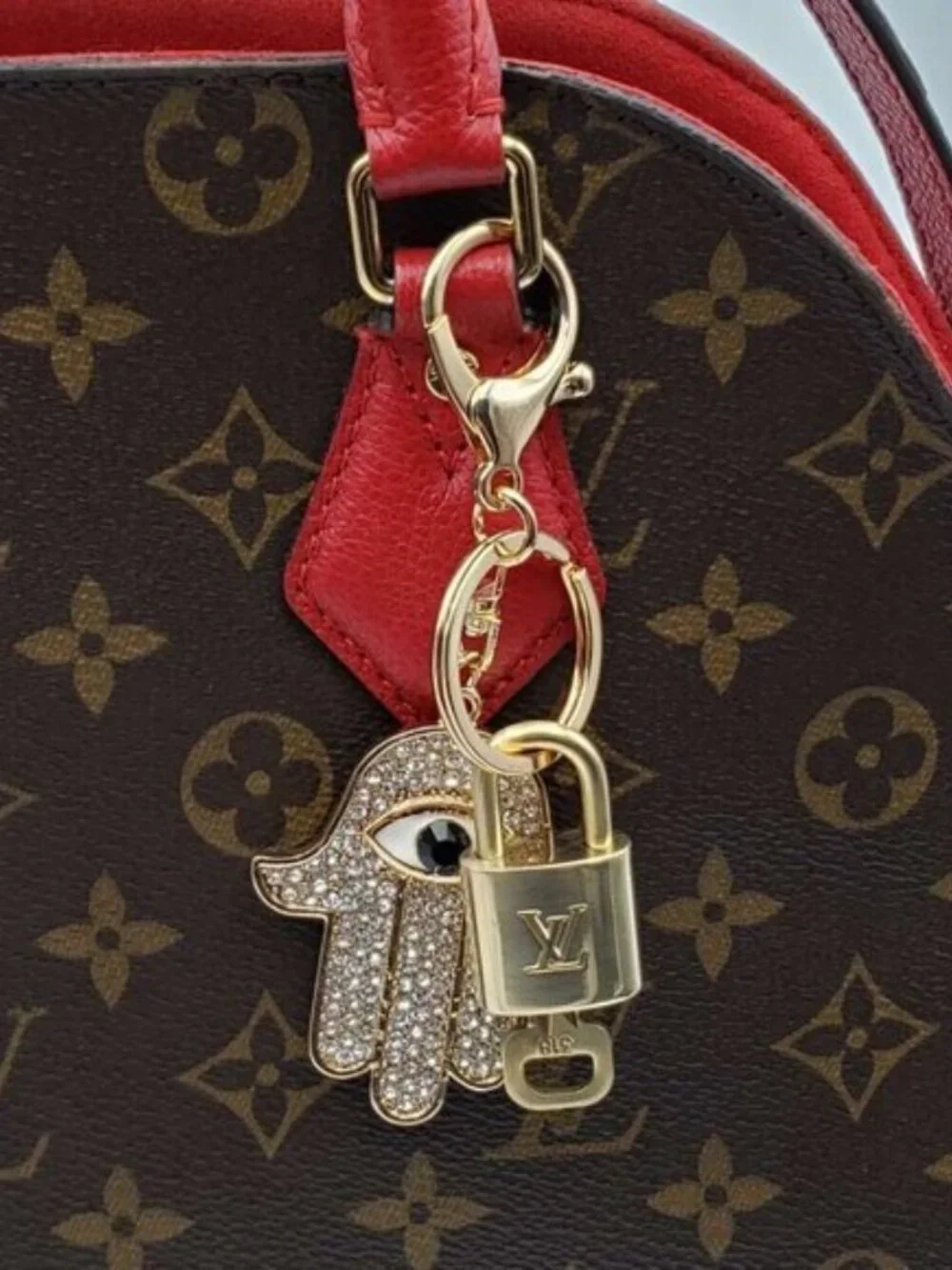 Louis Vuitton Gold Lock 🔒 Authentic LV Key + Unbranded Evil Eye Bag Charm